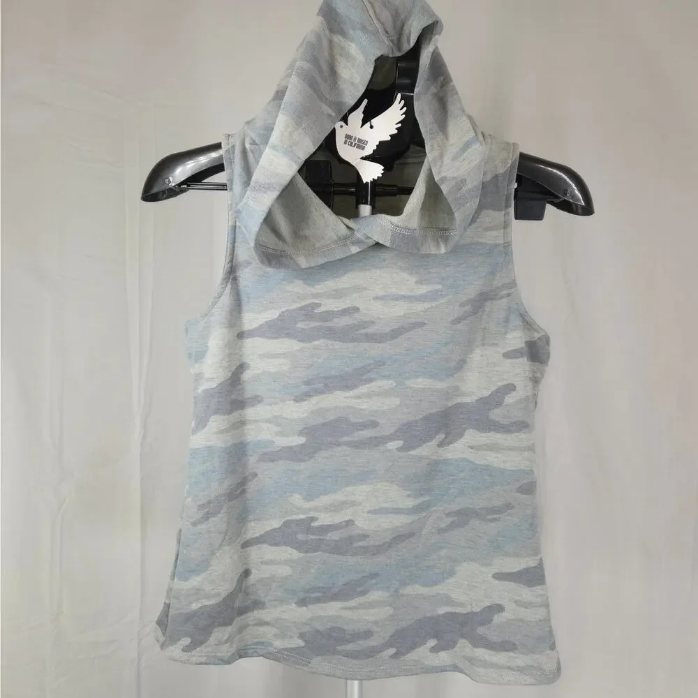 Ink Love and‎ Peace Camo Hoodie Tank XS Sleeveless Hooded Top USA gym layering